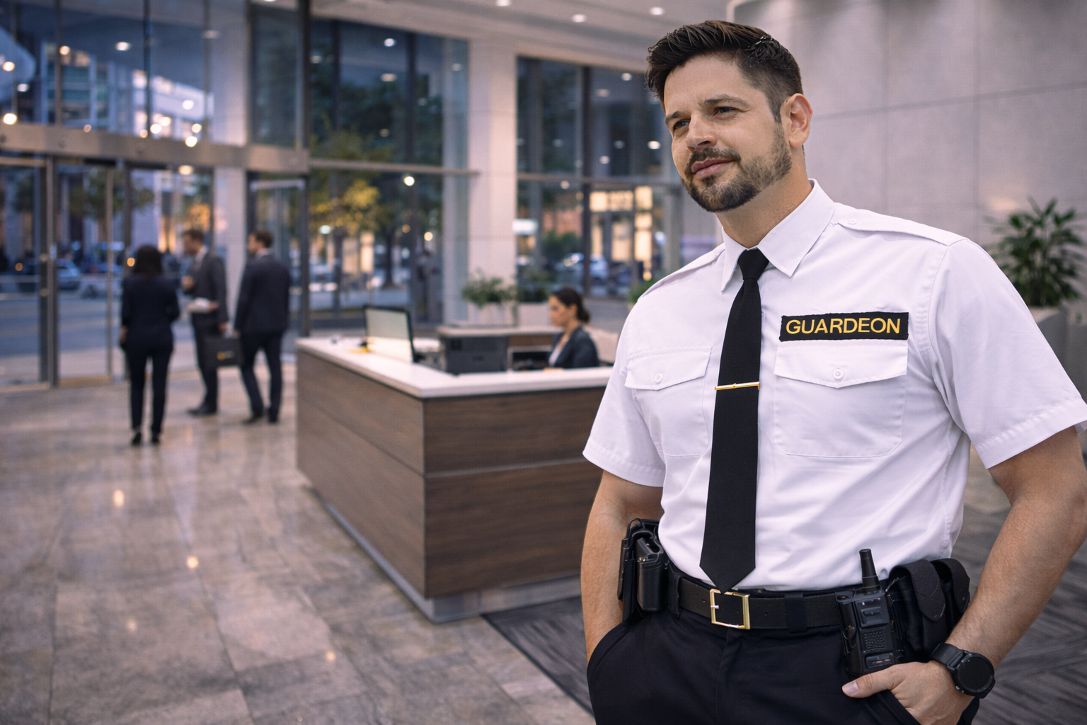 Security Officer In A Corporate Lobby